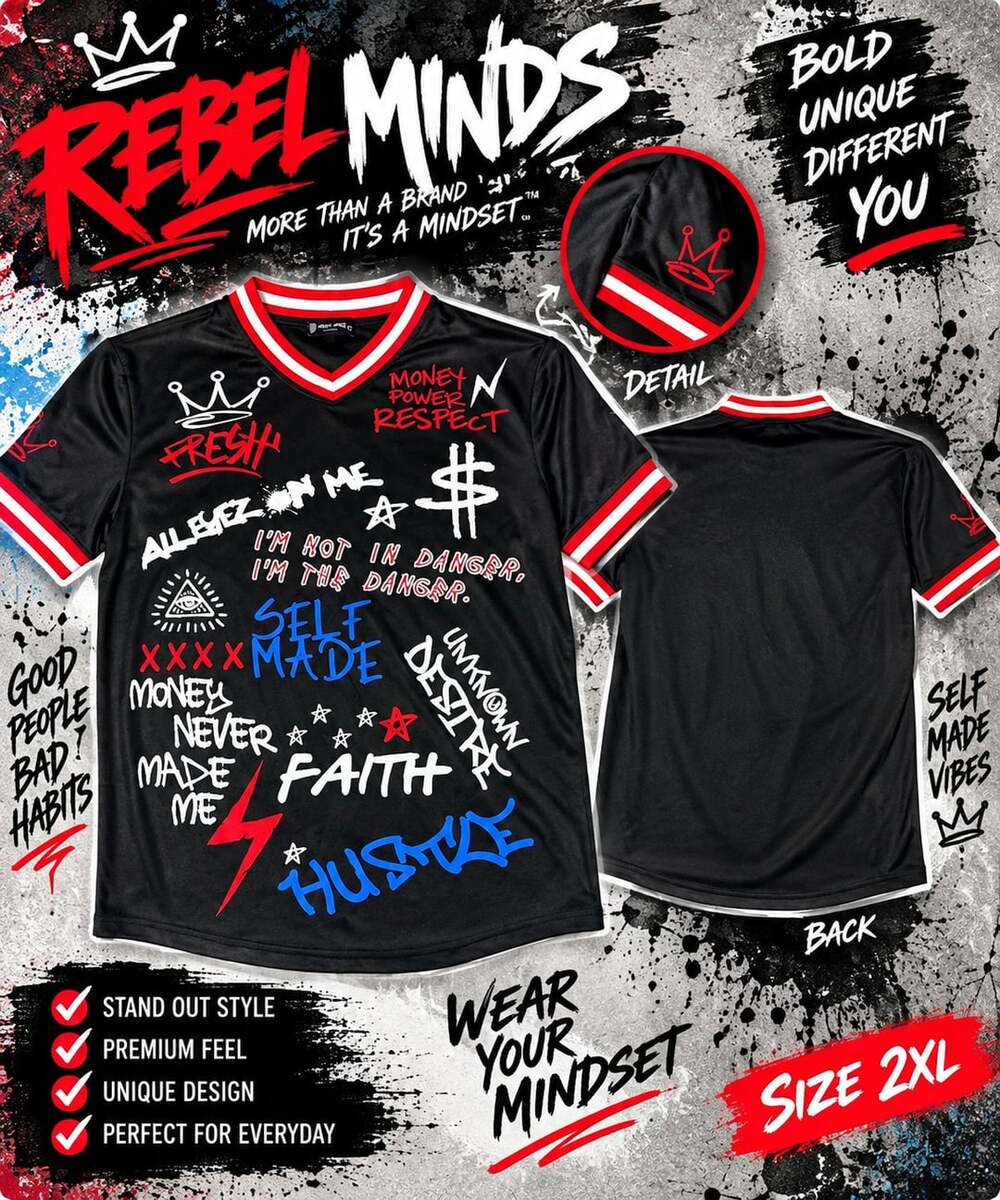 Rebel Minds Graffiti T-Shirt Size 2XL Black Short Sleeve Tee